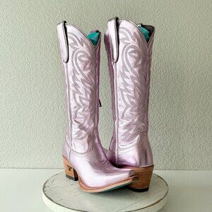 Lane SMOKESHOW Womens Cowboy Boots 7.5 Purple Metallic Western Cowgirl Mid Calf
